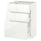 METOD Base cabinet with 3 drawers, white Maximera/Ringhult white, 60x41x80 cm