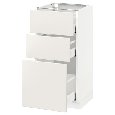 METOD Base cabinet with 3 drawers, white Maximera/Veddinge white, 40x41x80 cm