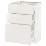 METOD Base cabinet with 3 drawers, white Maximera/Veddinge white, 60x41x80 cm