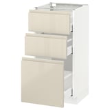 METOD Base cabinet with 3 drawers, white Maximera/Voxtorp high-gloss light beige, 40x41x80 cm