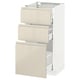 METOD Base cabinet with 3 drawers, white Maximera/Voxtorp high-gloss light beige, 40x41x80 cm