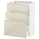 METOD Base cabinet with 3 drawers, white Maximera/Voxtorp high-gloss light beige, 60x41x80 cm