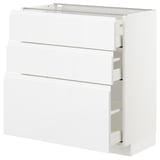 METOD Base cabinet with 3 drawers, white Maximera/Voxtorp high-gloss/white, 80x41x80 cm