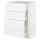 METOD Base cabinet with 3 drawers, white Maximera/Voxtorp high-gloss/white, 60x41x80 cm