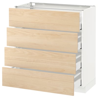 METOD Base cabinet with 4 drawers, white Maximera/Askersund light ash effect, 80x41x80 cm