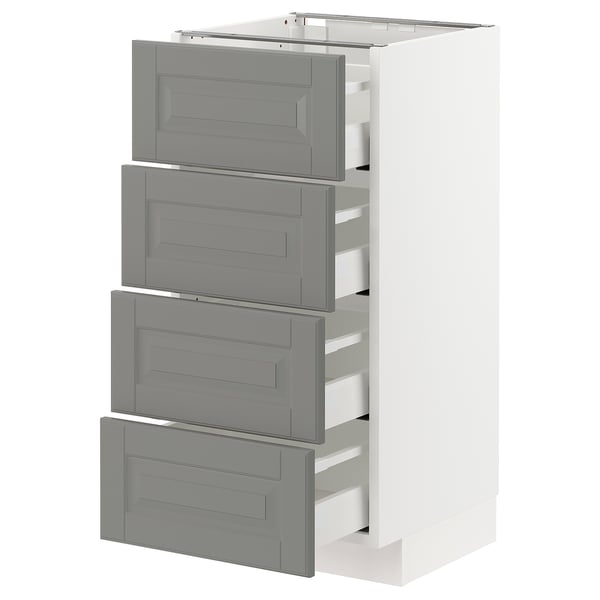 METOD Base cabinet with 4 drawers, white Maximera/Bodbyn grey, 40x41x80 cm