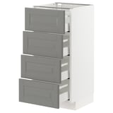 METOD Base cabinet with 4 drawers, white Maximera/Bodbyn grey, 40x41x80 cm