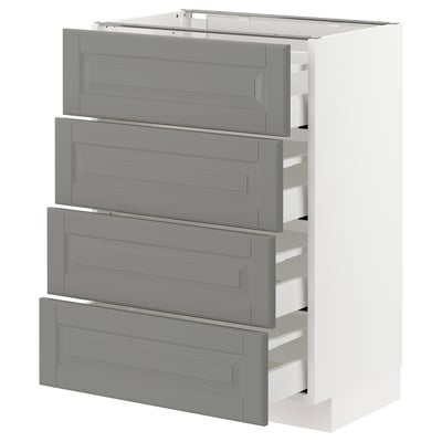 METOD Base cabinet with 4 drawers, white Maximera/Bodbyn grey, 60x41x80 cm