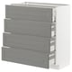 METOD Base cabinet with 4 drawers, white Maximera/Bodbyn grey, 80x41x80 cm