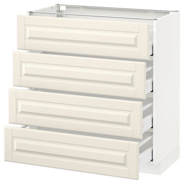 METOD Base cabinet with 4 drawers, white Maximera/Bodbyn off-white, 80x41x80 cm