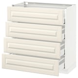 METOD Base cabinet with 4 drawers, white Maximera/Bodbyn off-white, 80x41x80 cm