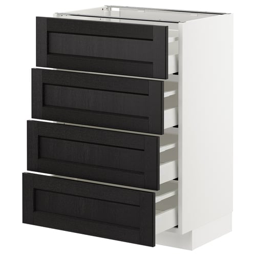 METOD kitchen cabinet with 4 bevelled black ash drawers.