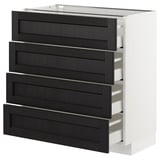 METOD Base cabinet with 4 drawers, white Maximera/Lerhyttan black stained, 80x41x80 cm