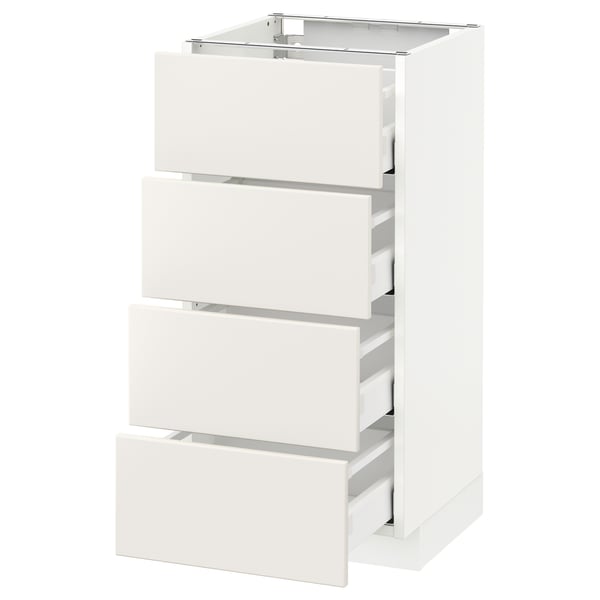 METOD Base cabinet with 4 drawers, white Maximera/Veddinge white, 40x41x80 cm