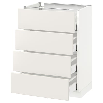 METOD Base cabinet with 4 drawers, white Maximera/Veddinge white, 60x41x80 cm