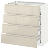 METOD Base cabinet with 4 drawers, white Maximera/Voxtorp high-gloss light beige, 80x41x80 cm