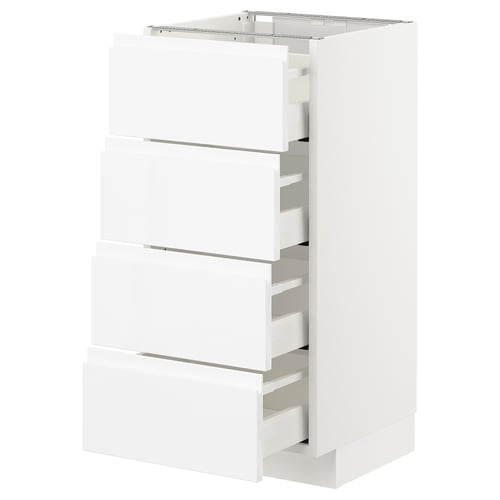 White METOD kitchen unit with four drawers.