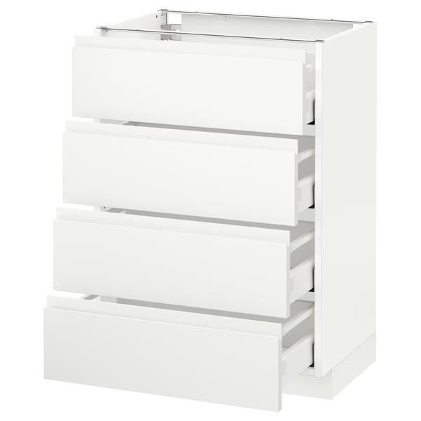 METOD Base cabinet with 4 drawers, white Maximera/Voxtorp matt white, 60x41x80 cm