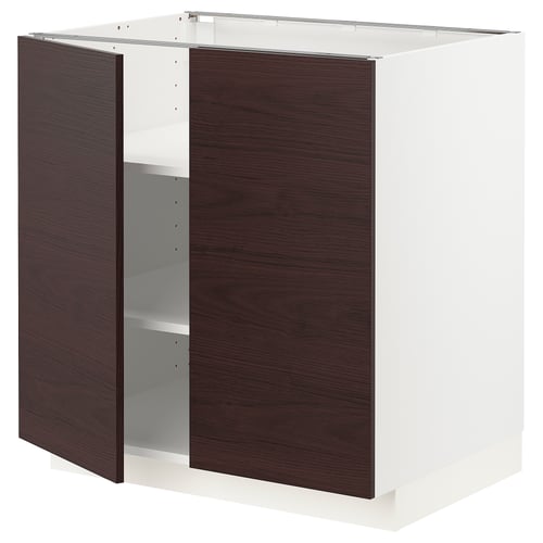 METOD kitchen cabinet, white & dark brown ash.
