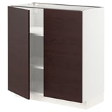 METOD Base cabinet with shelves/2 doors, white Askersund/dark brown ash effect, 80x41x80 cm