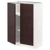 METOD Base cabinet with shelves/2 doors, white Askersund/dark brown ash effect, 60x41x80 cm