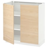 METOD Base cabinet with shelves/2 doors, white/Askersund light ash effect, 80x41x80 cm
