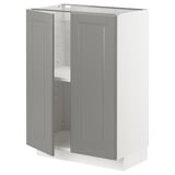 METOD Base cabinet with shelves/2 doors, white/Bodbyn grey, 60x41x80 cm