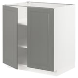 METOD Base cabinet with shelves/2 doors, white/Bodbyn grey, 80x60x80 cm