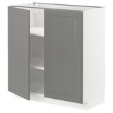 METOD Base cabinet with shelves/2 doors, white/Bodbyn grey, 80x41x80 cm