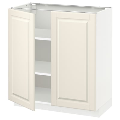 METOD Base cabinet with shelves/2 doors, white/Bodbyn off-white, 80x41x80 cm