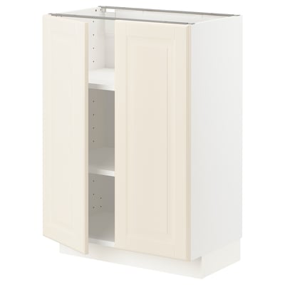 METOD Base cabinet with shelves/2 doors, white/Bodbyn off-white, 60x41x80 cm