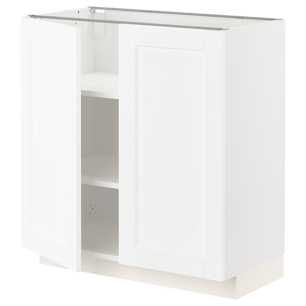 METOD Base cabinet with shelves/2 doors, white Enköping/white wood effect, 80x41x80 cm