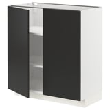 METOD Base cabinet with shelves/2 doors, white/Nickebo matt anthracite, 80x41x80 cm