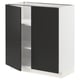 Option: METOD Base cabinet with shelves/2 doors, white/Nickebo matt anthracite, 80x41x80 cm