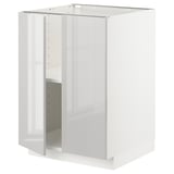 METOD Base cabinet with shelves/2 doors, white/Ringhult light grey, 60x60x80 cm