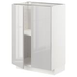 METOD Base cabinet with shelves/2 doors, white/Ringhult light grey, 60x41x80 cm