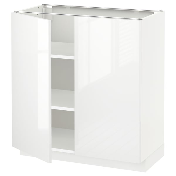 METOD Base cabinet with shelves/2 doors, white/Ringhult white, 80x41x80 cm