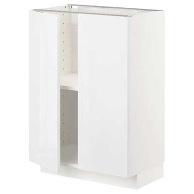 METOD Base cabinet with shelves/2 doors, white/Ringhult white, 60x41x80 cm
