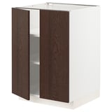 METOD Base cabinet with shelves/2 doors, white/Sinarp brown, 60x60x80 cm