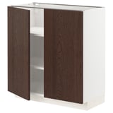 METOD Base cabinet with shelves/2 doors, white/Sinarp brown, 80x41x80 cm