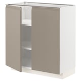 METOD Base cabinet with shelves/2 doors, white/Upplöv matt dark beige, 80x41x80 cm