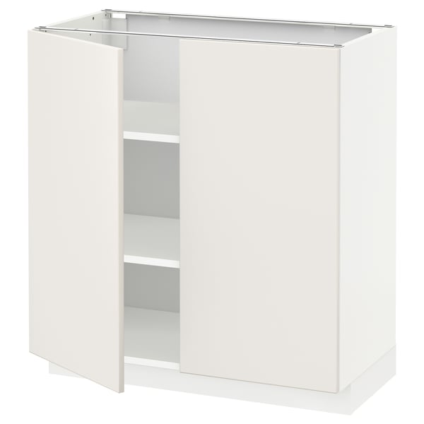 METOD Base cabinet with shelves/2 doors, white/Veddinge white, 80x41x80 cm