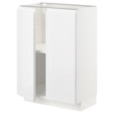 METOD Base cabinet with shelves/2 doors, white/Voxtorp high-gloss/white, 60x41x80 cm