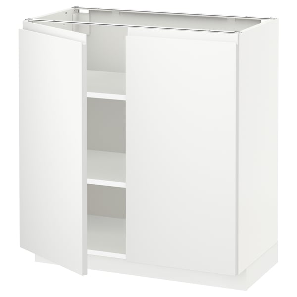 METOD Base cabinet with shelves/2 doors, white/Voxtorp matt white, 80x41x80 cm