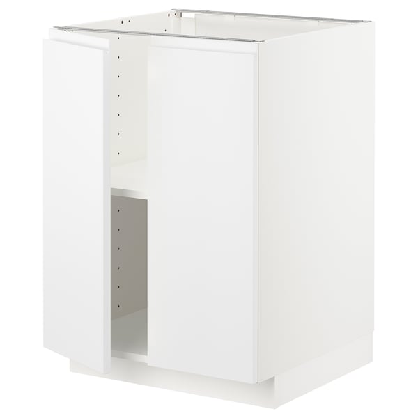 METOD Base cabinet with shelves/2 doors, white/Voxtorp matt white, 60x60x80 cm