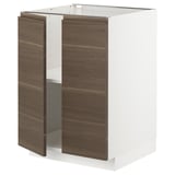 METOD Base cabinet with shelves/2 doors, white/Voxtorp walnut effect, 60x60x80 cm