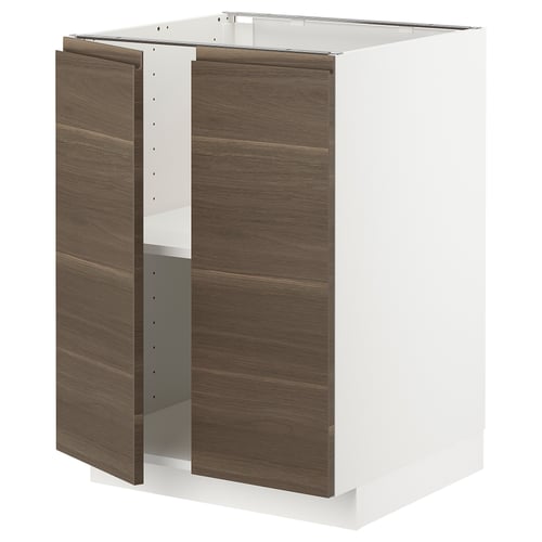 Modern kitchen cabinet: METOD in white & dark walnut, rectangular, minimalist.