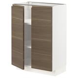 METOD Base cabinet with shelves/2 doors, white/Voxtorp walnut effect, 60x41x80 cm