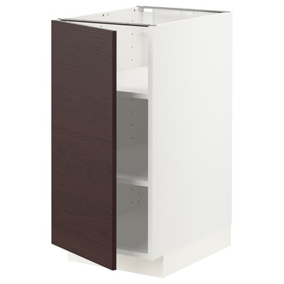METOD Base cabinet with shelves, white Askersund/dark brown ash effect, 40x60x80 cm