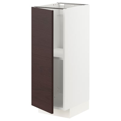 METOD Base cabinet with shelves, white Askersund/dark brown ash effect, 30x41x80 cm